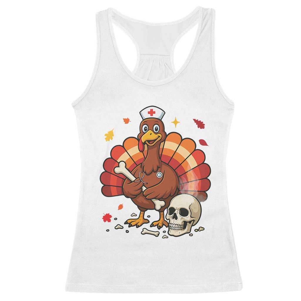 Funny Thanksgiving Nurse Turkey Racerback Tank Top Fall RN TS14 White Print Your Wear
