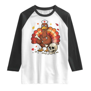 Funny Thanksgiving Nurse Turkey Raglan Shirt Fall RN TS14 White Black Print Your Wear