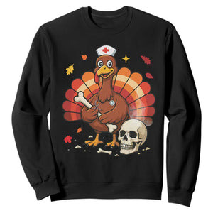 Funny Thanksgiving Nurse Turkey Sweatshirt Fall RN TS14 Black Print Your Wear