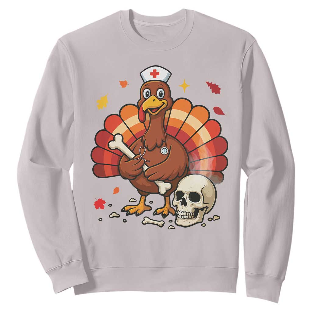 Funny Thanksgiving Nurse Turkey Sweatshirt Fall RN TS14 Ice Gray Print Your Wear