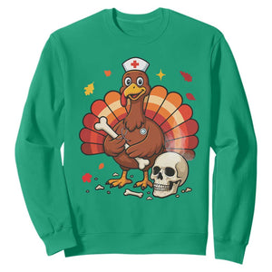 Funny Thanksgiving Nurse Turkey Sweatshirt Fall RN TS14 Irish Green Print Your Wear