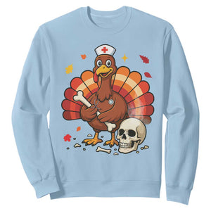 Funny Thanksgiving Nurse Turkey Sweatshirt Fall RN TS14 Light Blue Print Your Wear