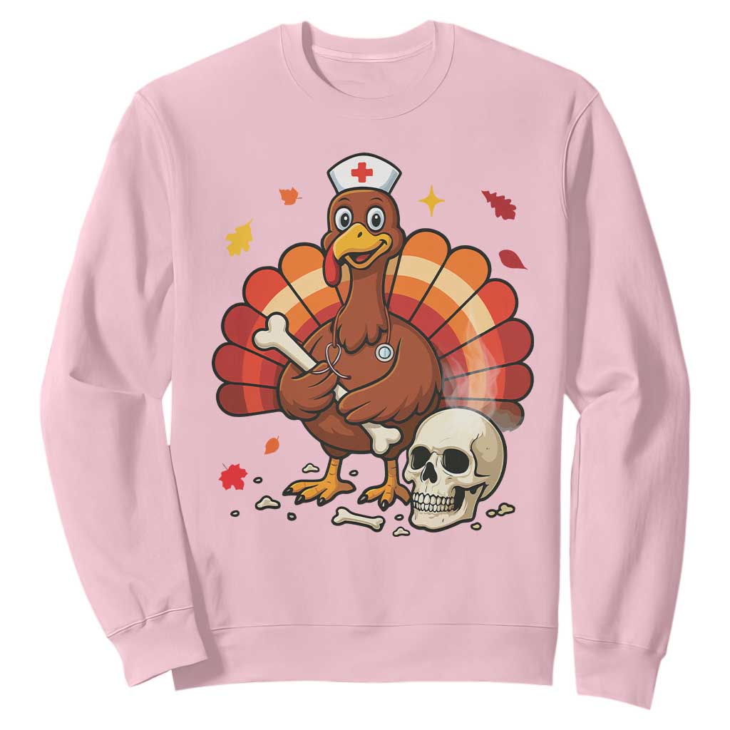 Funny Thanksgiving Nurse Turkey Sweatshirt Fall RN TS14 Light Pink Print Your Wear