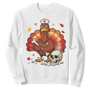 Funny Thanksgiving Nurse Turkey Sweatshirt Fall RN TS14 White Print Your Wear