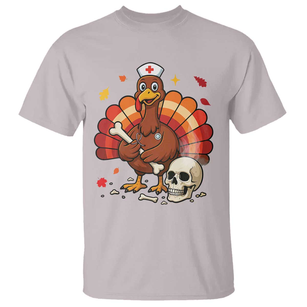 Funny Thanksgiving Nurse Turkey T Shirt Fall RN TS14 Ice Gray Print Your Wear