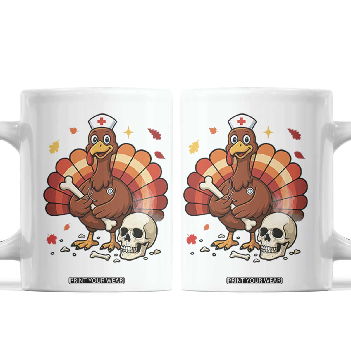Funny Thanksgiving Nurse Turkey Coffee Mug Fall RN TS14 White Print Your Wear