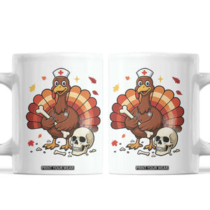 Funny Thanksgiving Nurse Turkey Coffee Mug Fall RN TS14 White Print Your Wear