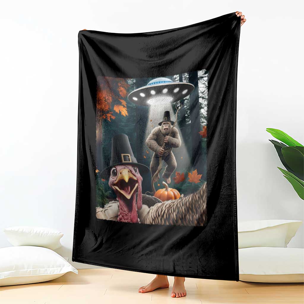 Thanksgiving Funny Bigfoot Turkey Selfie Throw Blanket TS14 Print Your Wear