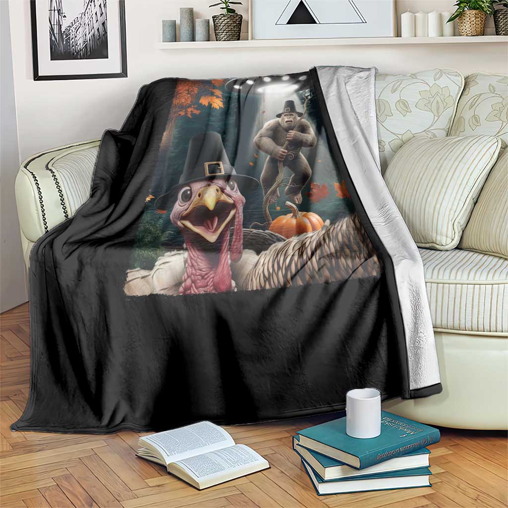 Thanksgiving Funny Bigfoot Turkey Selfie Throw Blanket TS14 Print Your Wear