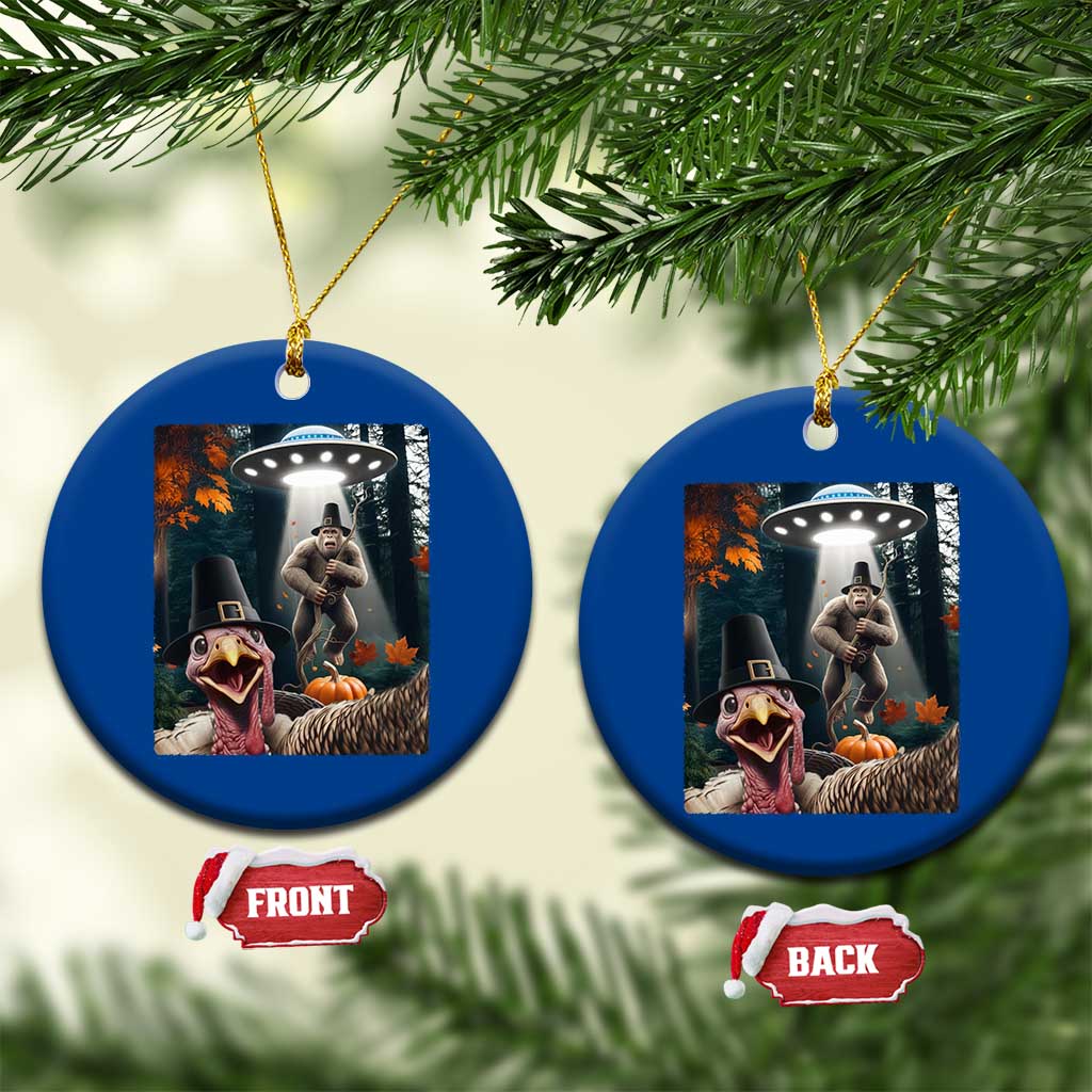 Thanksgiving Funny Bigfoot Turkey Selfie Ceramic Ornament TS14 1pc Blue Print Your Wear