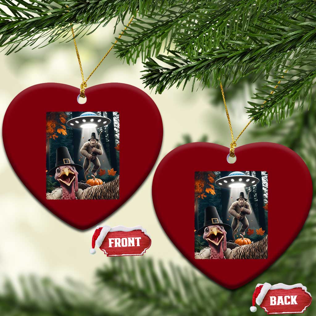 Thanksgiving Funny Bigfoot Turkey Selfie Ceramic Ornament TS14 Print Your Wear