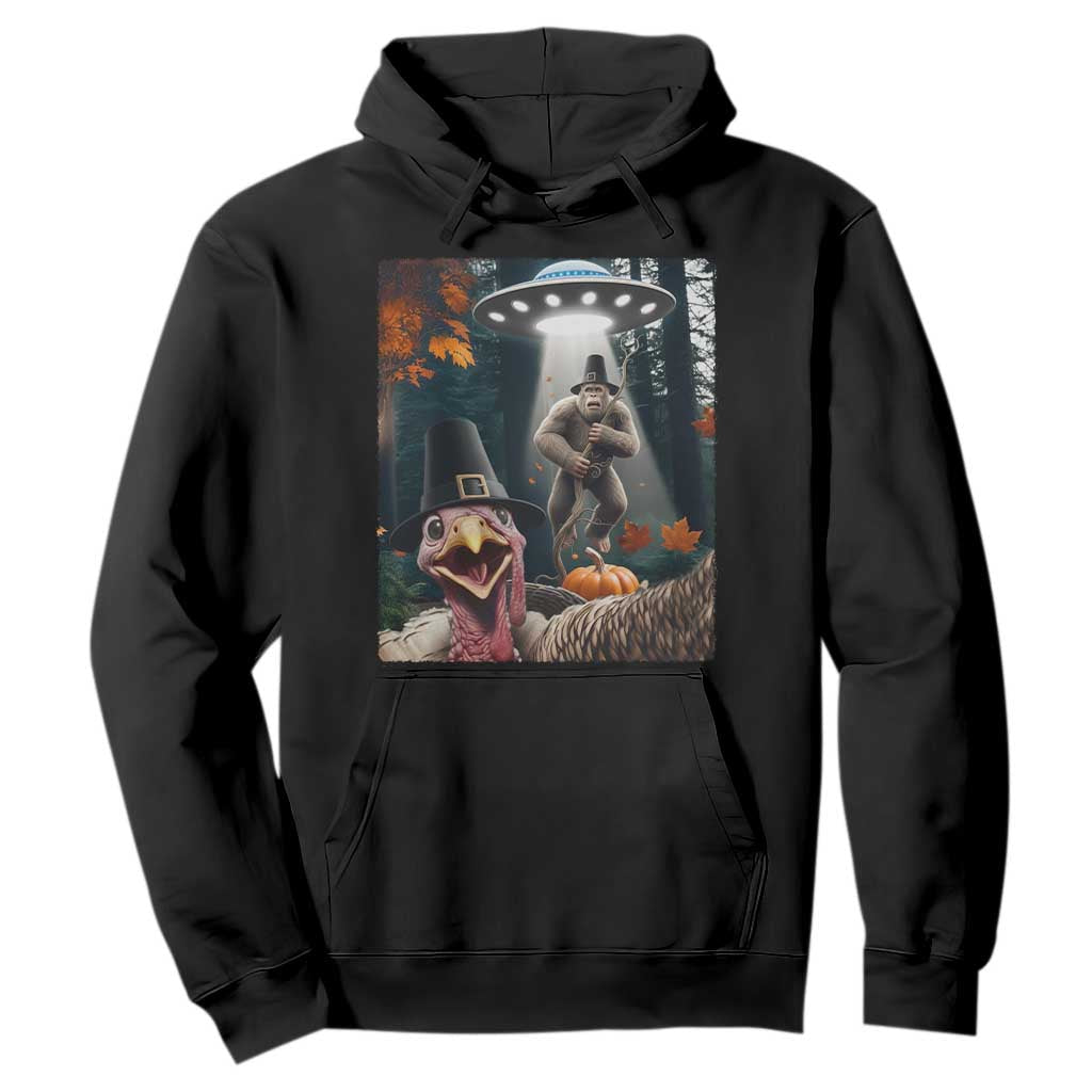 Thanksgiving Funny Bigfoot Turkey Selfie Hoodie TS14 Black Print Your Wear