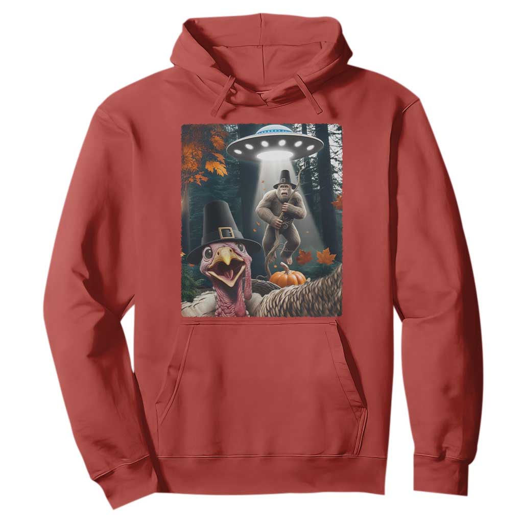 Thanksgiving Funny Bigfoot Turkey Selfie Hoodie TS14 Red Print Your Wear