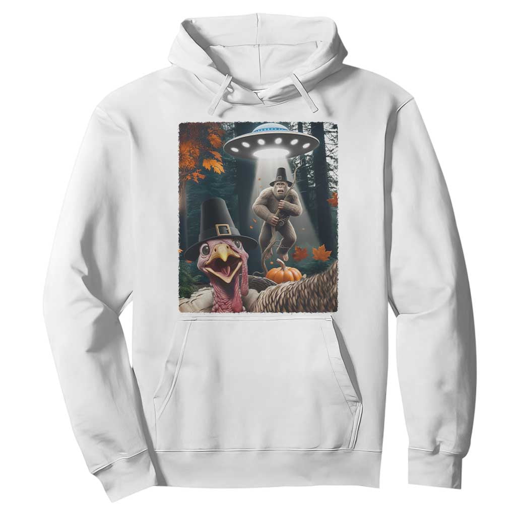 Thanksgiving Funny Bigfoot Turkey Selfie Hoodie TS14 White Print Your Wear