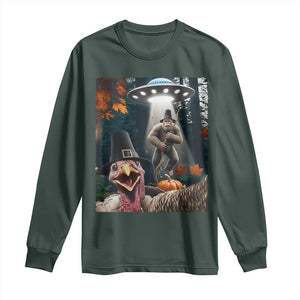 Thanksgiving Funny Bigfoot Turkey Selfie Long Sleeve Shirt TS14 Dark Forest Green Print Your Wear