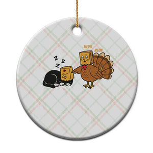 Funny Thanksgiving Ceramic Ornament Turkey Fake Cat Meow TS14 1pc Christmas Plaid Print Your Wear