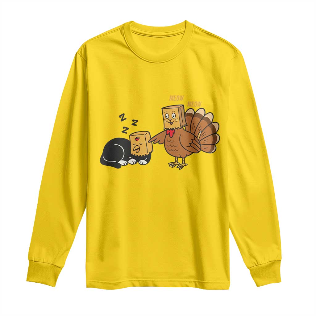 Funny Thanksgiving Long Sleeve Shirt Turkey Fake Cat Meow TS14 Daisy Print Your Wear