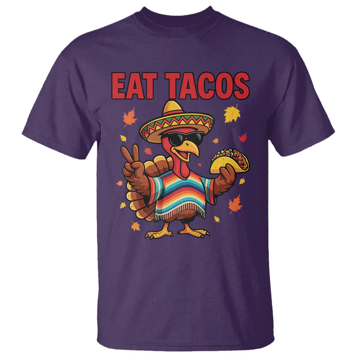 Funny Turkey Thanksgiving T Shirt Eat Tacos TS14 Purple Print Your Wear