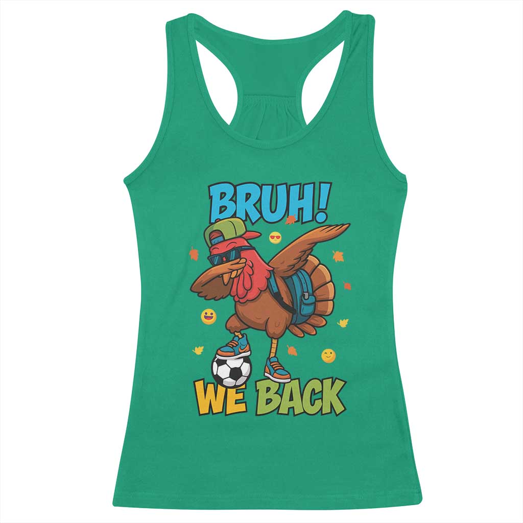 Funny Thanksgiving Turkey Racerback Tank Top Bruh We Back To School TS14 Irish Green Print Your Wear