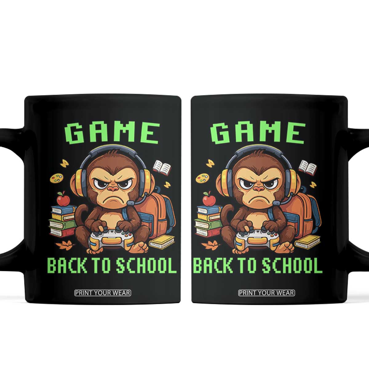 Funny Video Game Coffee Mug Cute Monkey Back To School TS14 Black Print Your Wear