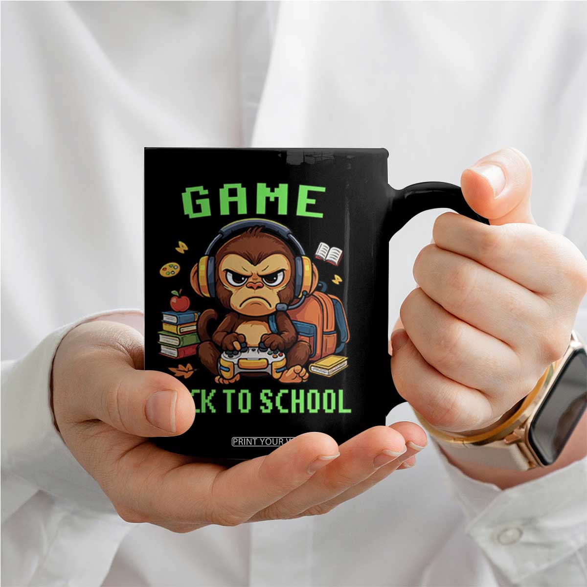 Funny Video Game Coffee Mug Cute Monkey Back To School TS14 Print Your Wear