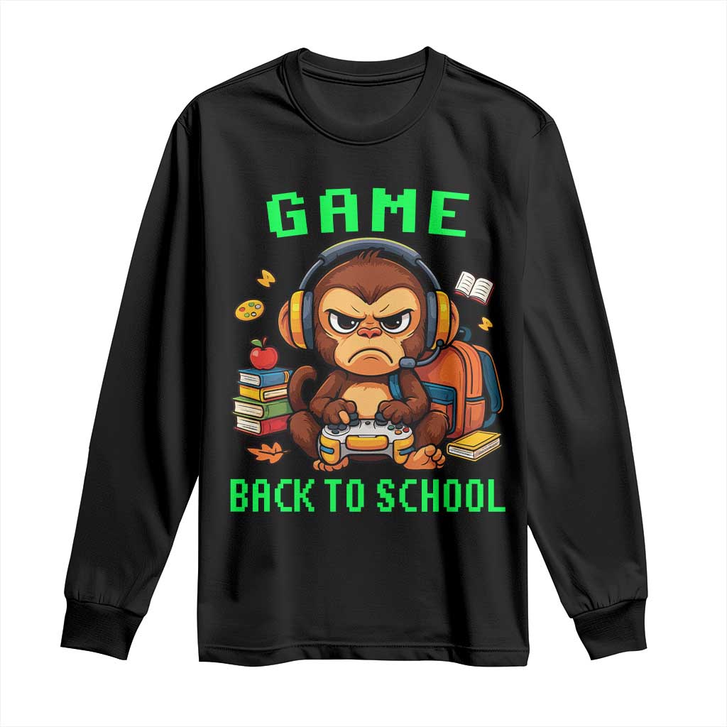 Funny Video Game Long Sleeve Shirt Cute Monkey Back To School TS14 Black Print Your Wear