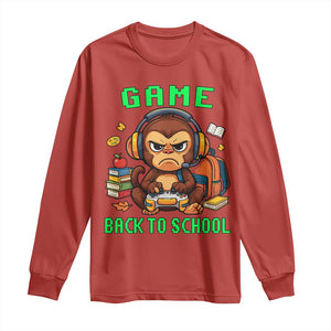 Funny Video Game Long Sleeve Shirt Cute Monkey Back To School TS14 Red Print Your Wear