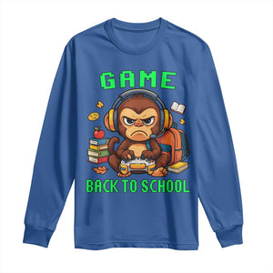Funny Video Game Long Sleeve Shirt Cute Monkey Back To School TS14 Royal Blue Print Your Wear