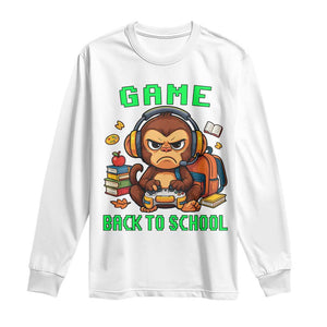 Funny Video Game Long Sleeve Shirt Cute Monkey Back To School TS14 White Print Your Wear