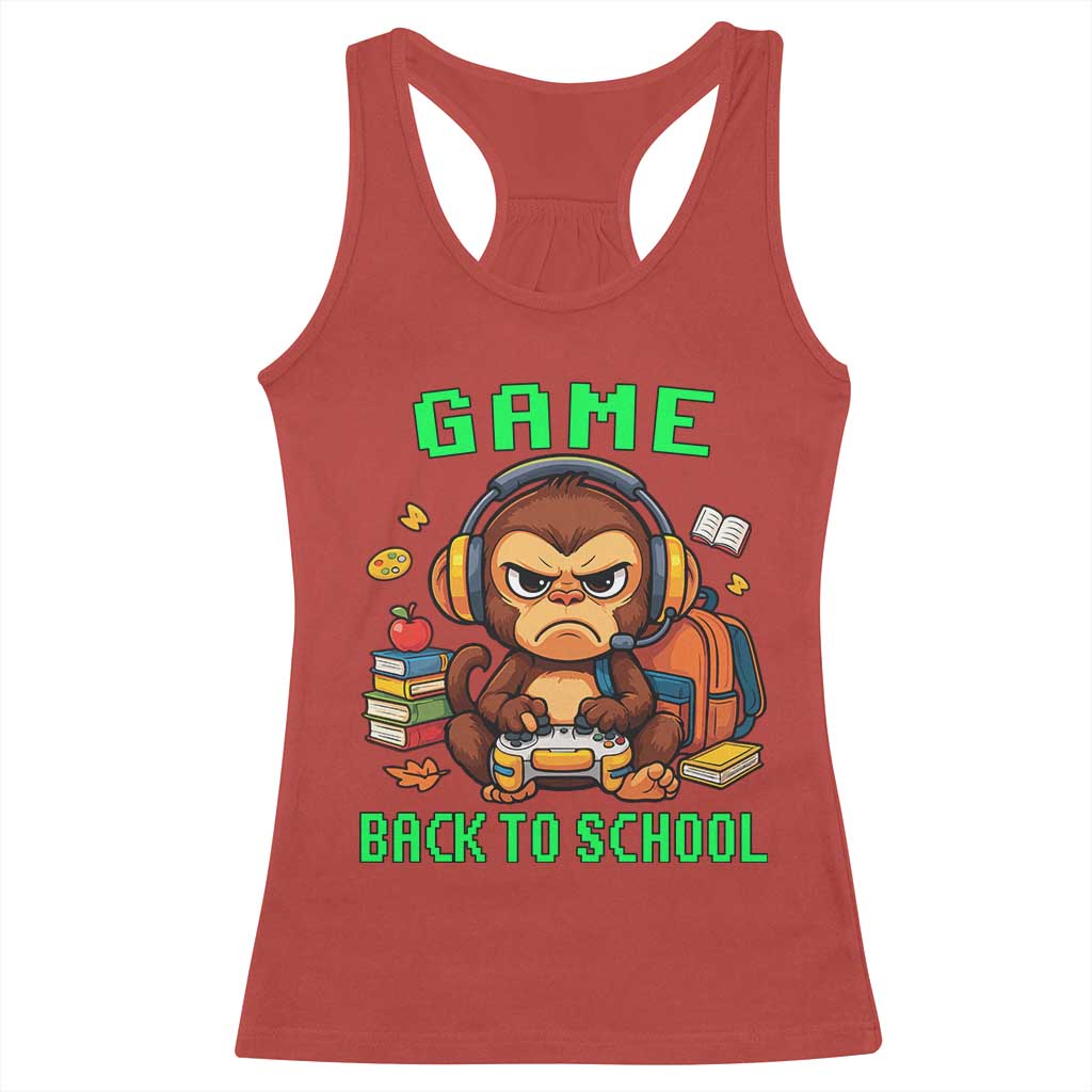 Funny Video Game Racerback Tank Top Cute Monkey Back To School TS14 Red Print Your Wear