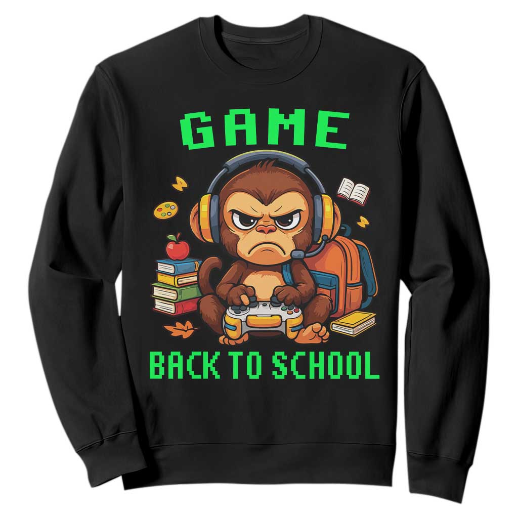 Funny Video Game Sweatshirt Cute Monkey Back To School TS14 Black Print Your Wear