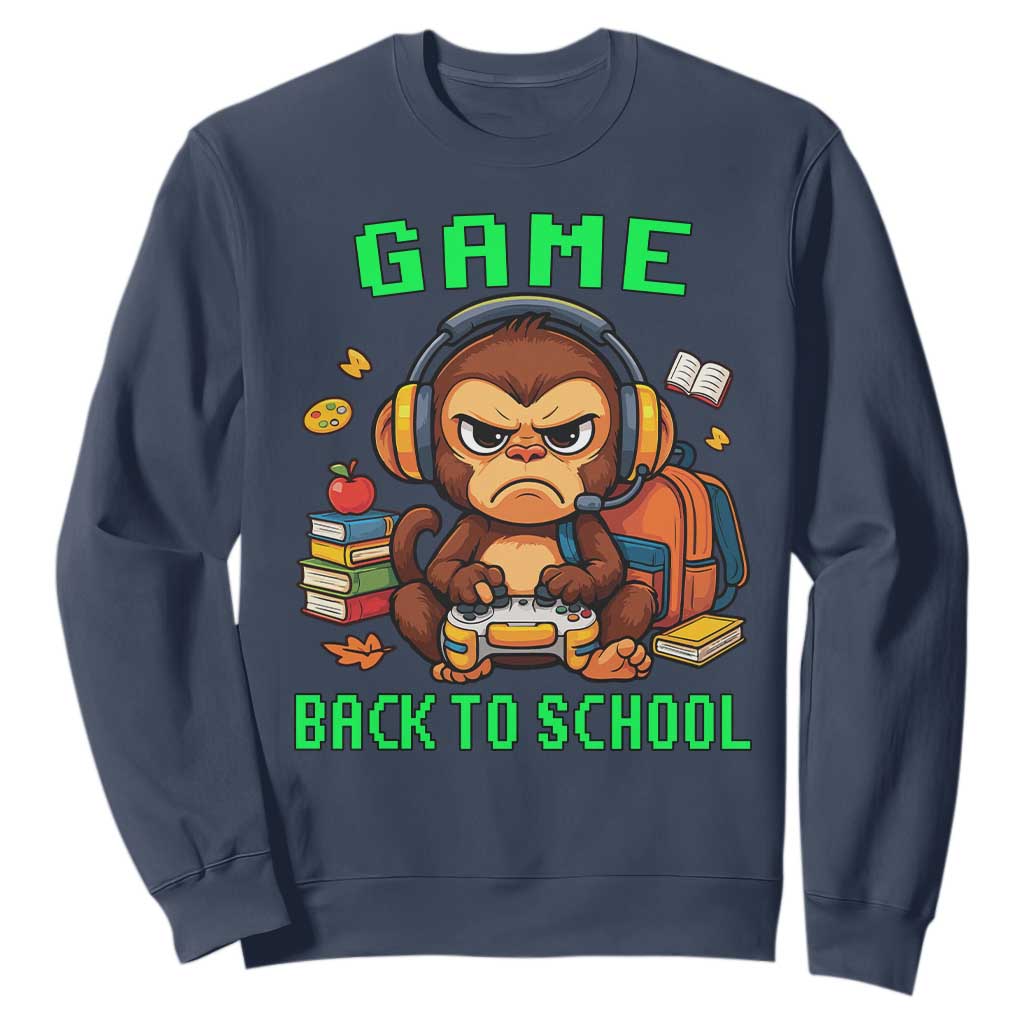 Funny Video Game Sweatshirt Cute Monkey Back To School TS14 Navy Print Your Wear