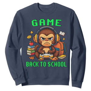 Funny Video Game Sweatshirt Cute Monkey Back To School TS14 Navy Print Your Wear