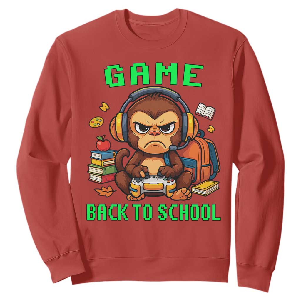 Funny Video Game Sweatshirt Cute Monkey Back To School TS14 Red Print Your Wear