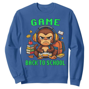 Funny Video Game Sweatshirt Cute Monkey Back To School TS14 Royal Blue Print Your Wear