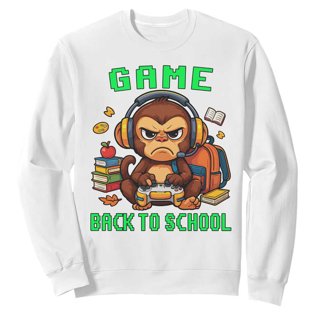Funny Video Game Sweatshirt Cute Monkey Back To School TS14 White Print Your Wear