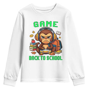Funny Video Game Youth Sweatshirt Cute Monkey Back To School TS14 White Print Your Wear