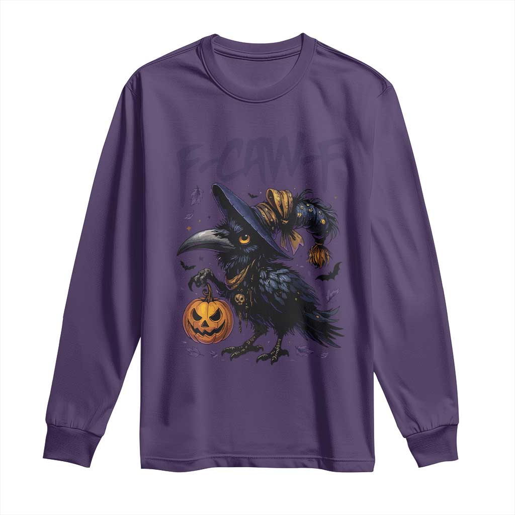 F Caw F Black Crow Halloween Meme Long Sleeve Shirt TS14 Purple Print Your Wear