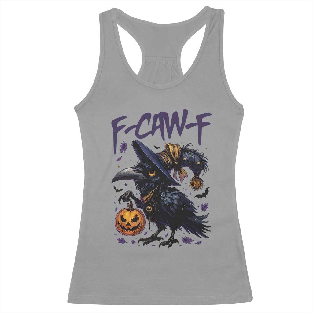 F Caw F Black Crow Halloween Meme Racerback Tank Top TS14 Sport Gray Print Your Wear