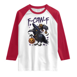 F Caw F Black Crow Halloween Meme Raglan Shirt TS14 White Red Print Your Wear