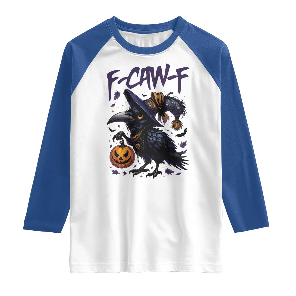 F Caw F Black Crow Halloween Meme Raglan Shirt TS14 White Royal Print Your Wear