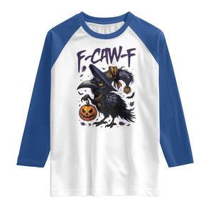F Caw F Black Crow Halloween Meme Raglan Shirt TS14 White Royal Print Your Wear