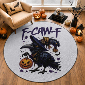 F Caw F Black Crow Halloween Meme Round Rug