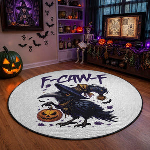 F Caw F Black Crow Halloween Meme Round Rug