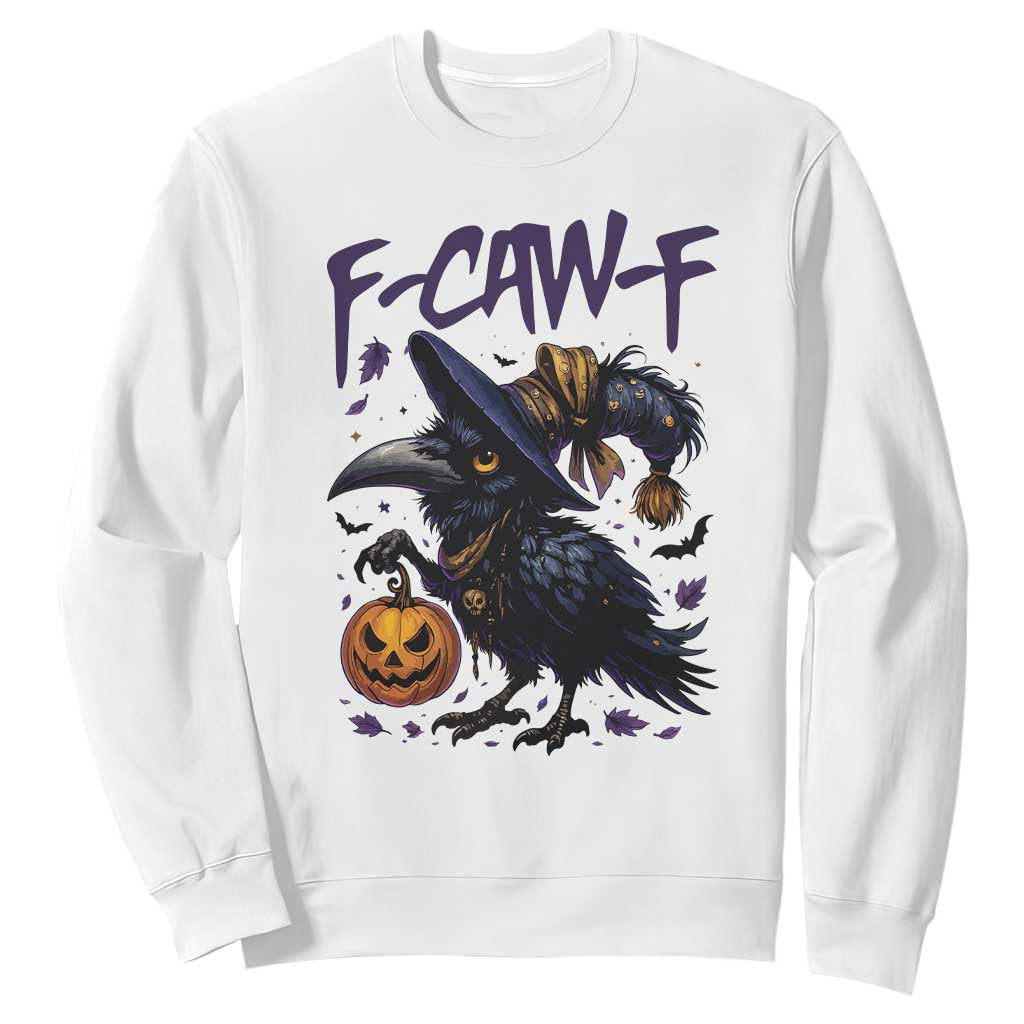 F Caw F Black Crow Halloween Meme Sweatshirt TS14 White Print Your Wear