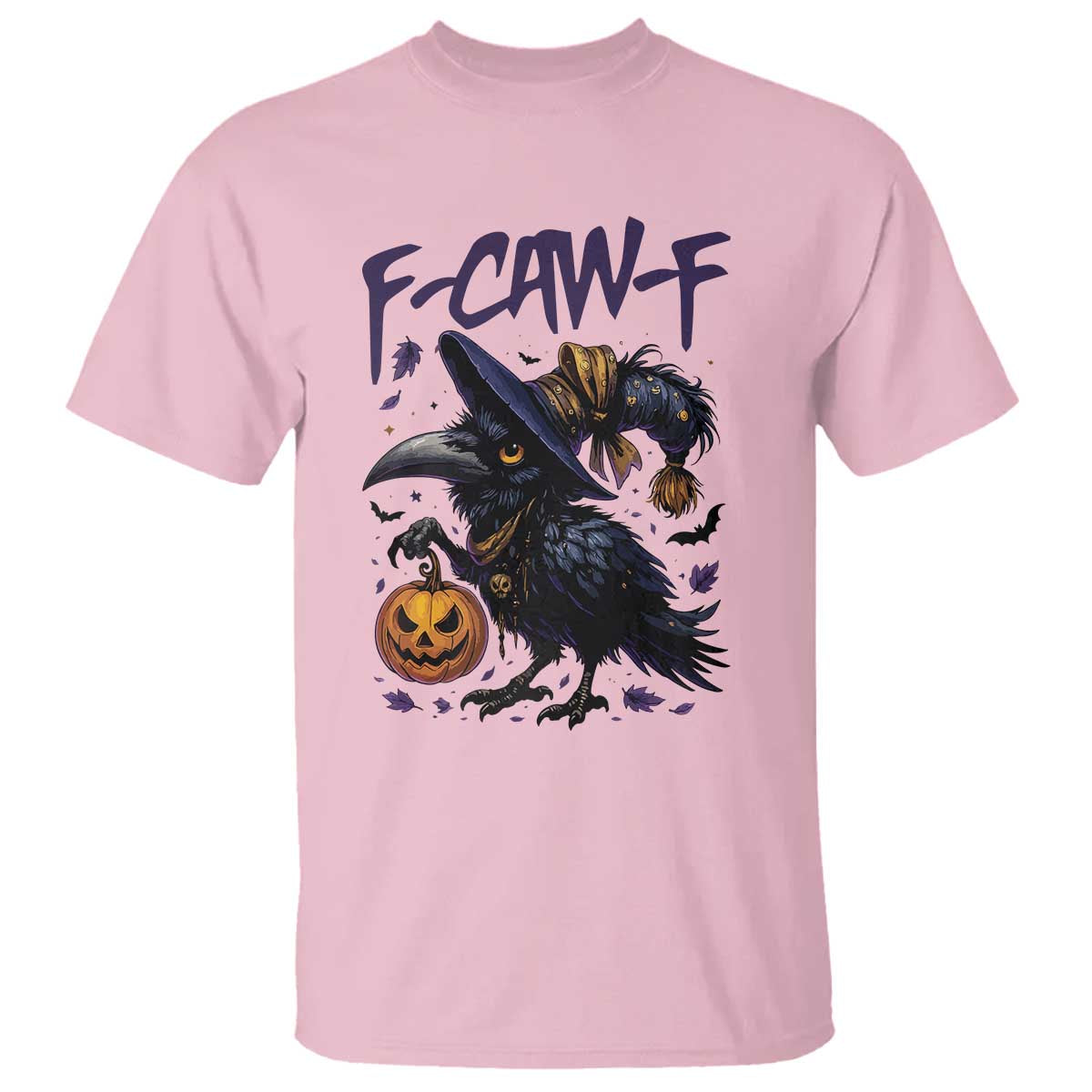 F Caw F Black Crow Halloween Meme T Shirt TS14 Light Pink Print Your Wear