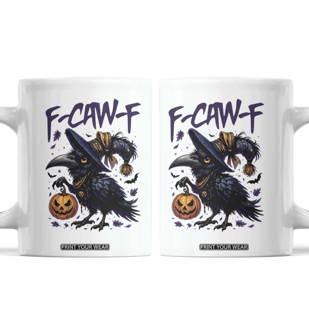 F Caw F Black Crow Halloween Meme Coffee Mug TS14 White Print Your Wear