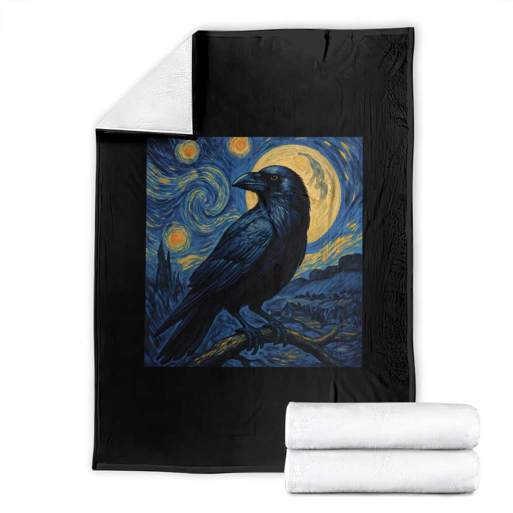 Starry Night Raven Moon Van Gogh Throw Blanket TS14 Black Print Your Wear
