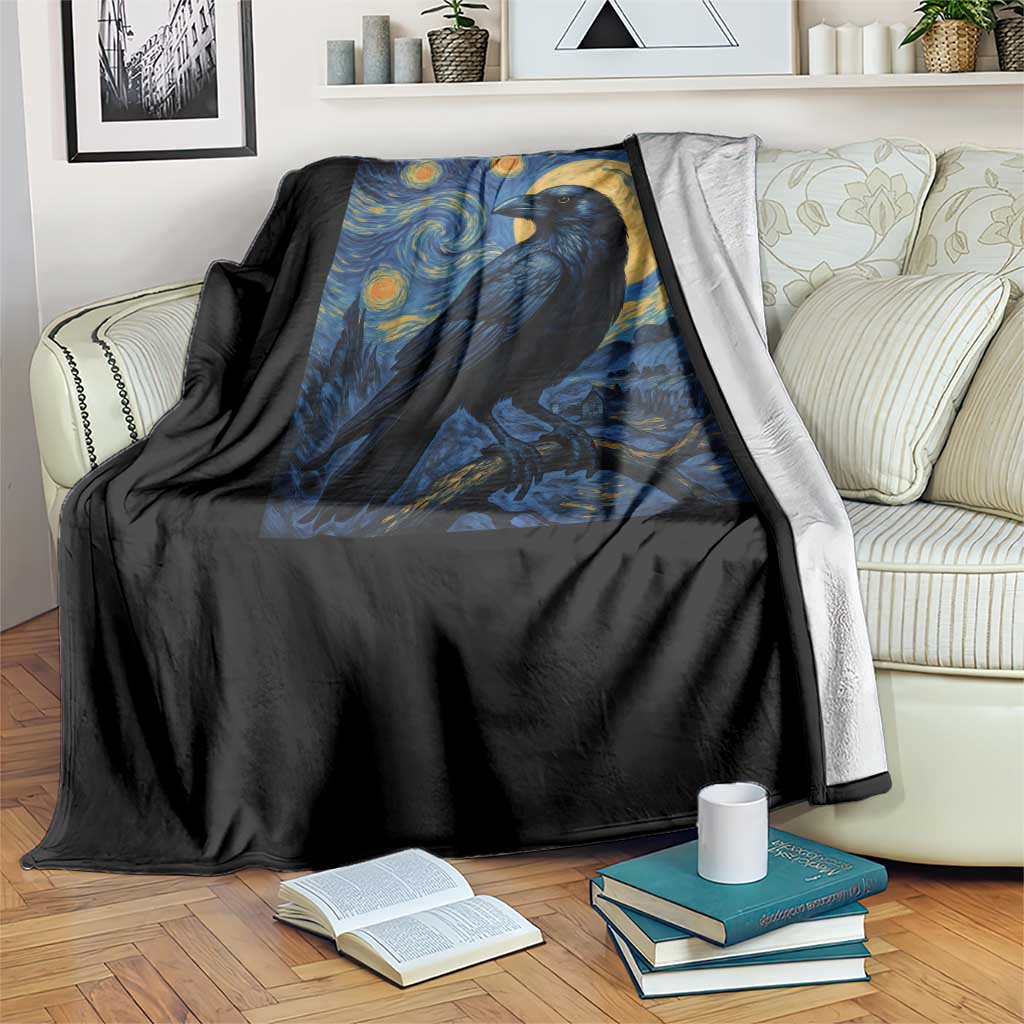 Starry Night Raven Moon Van Gogh Throw Blanket TS14 Print Your Wear