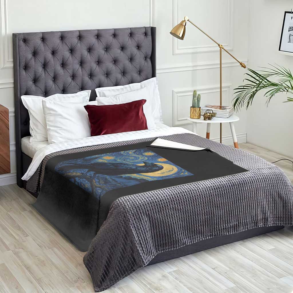 Starry Night Raven Moon Van Gogh Throw Blanket TS14 Print Your Wear